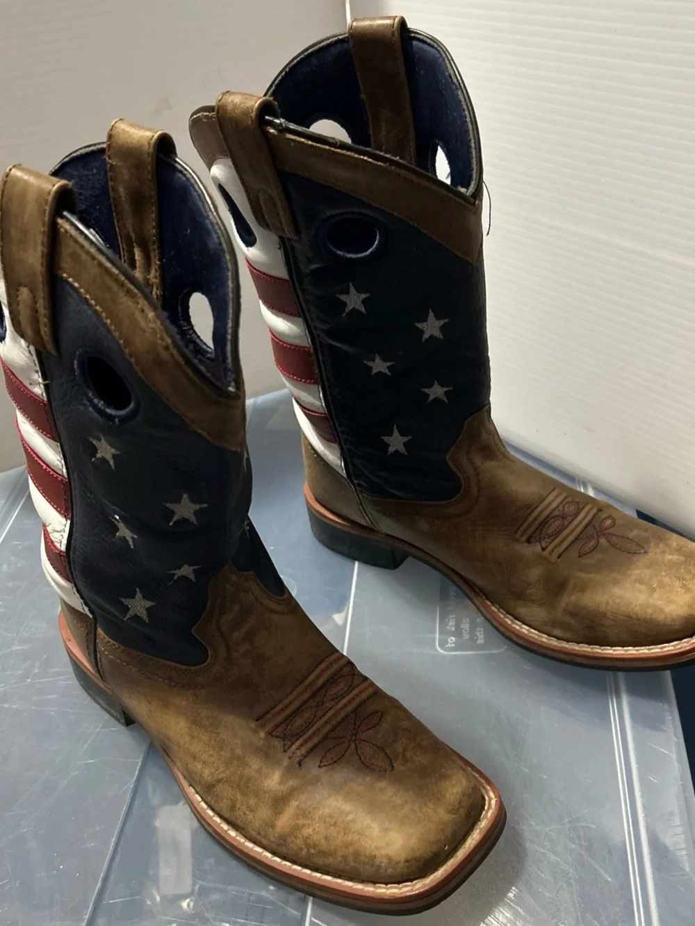 Girls Smoky Mountain Boots Brown USA Flag Size 3.5